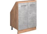 Vicco Mobile Cucina Sottotetto R-Line, 60 Cm Con 2 Porte, Calcestruzzo/Quercia Dorata