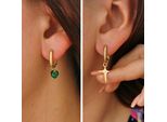Orecchini Flamenco Mystique In Acciaio Chirurgico Placcato Oro 14K, Oro Chiaro, 3,1 Cm E 2,5 Cm, Con Chiusura Inglese