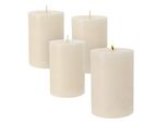 Candele A Colonna In Vera Cera 10 X 7 Cm Campagne - Set Di 4 - Candele Dell'avvento Non Profumate 30 Ore Di Combustione - Candela Da Tavolo Blocco Candela Bianco Crema Per Decorazioni Natalizie Inodore Colorato Solido
