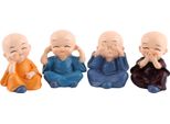 Set Di 4 Statuette In Resina, Piccoli Monaci Buddha, Decorazione Per Auto E Soggiorno
