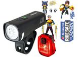 Sigma Aura 40 Luce Anteriore E Hiro 10 Luce Posteriore Led Set USB-C 40 Lux / 500 M Visibilità IP44 Nero - Guida Sicura A Scuola