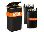 100L Deposito Per Bottiglie Con Coperchio, Include 2 Tasche Interne Riutilizzabili, Per Cucina/Ufficio/Esterno, Grande Contenitore Raccoglitore Di Bottiglie Vuote