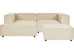 BELIANI Ecksofa mit Ottomane Beige Leinen L-förmig 2-Sitzer Modulsofa Rechtsseitig Wohnzimmermöbel Modern Wohnzimmer Salon Wohnecke Sitzecke