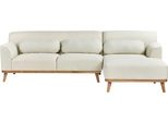 BELIANI Ecksofa Cremeweiß Stoffbezug L-förmig 3-Sitzer Sofa mit Chaiselongue Linksseitig Wohnzimmermöbel Modern Wohnzimmer Ausstattung Wohnecke