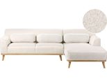 BELIANI Ecksofa Weiß Bouclé-Stoffbezug L-förmig 3-Sitzer Sofa mit Chaiselongue Linksseitig Wohnzimmermöbel Modern Wohnzimmer Ausstattung Wohnecke