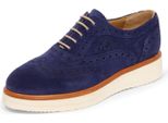 H9810 Scarpa Allacciata Donna La Martina Woman Suede Shoes Blue