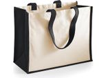 Westford Mill W422 | Printers' Jute Classic Shopper - 42 X 33 X 19 Cm - Colore: Nero - Taglia: Unica