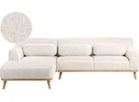 BELIANI Ecksofa Weiß Bouclé-Stoffbezug L-förmig 3-Sitzer Sofa mit Chaiselongue Rechtsseitig Wohnzimmermöbel Modern Wohnzimmer Ausstattung Wohnecke