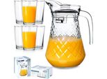Caraffa In Vetro Vilde Con Coperchio 1,4 L + Bicchieri 6 Pezzi 200 Ml