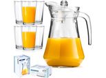 Caraffa In Vetro Vilde Con Coperchio 1,4 L + Bicchieri 6 Pezzi 200 Ml