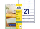 Avery - Adressetiketten - Klar - 63,5 X 38,1 Mm - 525 Etikett(En) (25 Bogen X 21) (J8560-25)