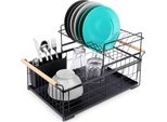 Vilde | Scolapiatti - Nero - 48 X 29 X 28,5 Cm - A Due Livelli - Organizzazione Della Cucina