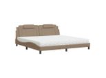 Letto Con Materasso Cappuccino-Marrone 200X200 Cm In Ecopelle