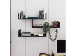 Decortie Tibet Scaffale Da Parete Libreria Moderna Effetto Marmo Nero 120 X 23 X 66 Cm