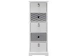 Cassettiera Rebecca Mobili Con 5 Cassetti In Legno Bianco E Grigio Con Stampe