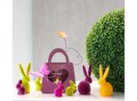 Mini Coniglietti Pasquali Decorativi Colorati, Set Da 12, Floccati, 6 Cm, 12 Pezzi