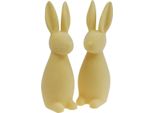 Coniglietto Pasquale Decorativo Giallo Chiaro Floccato – Set Da 2, Seconda Scelta, 29,5 Cm, 2 Pezzi