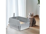 Wisfor, Vaschetta Per Gatti In Acciaio Inox, Acciaio Inox, Vaschetta Per Gatti Senza Coperchio, Vaschetta Per Gatti Aperta Con Paletta, Vaschetta Per Gatti, 60 X 40 X 28 Cm