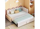Letto Imbottito Flieks 90X200Cm Con Letto Estraibile, Divano Letto Da Giorno Con Schienale, Letto Per Ragazzi Con Rete A Doghe, Divano Letto Da Giorno In Velluto, Beige