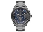 Chronograph Diesel "Mega Chief", Grau (Grau, Blau), Armbanduhren, Herren, Chronograph, Quarzuhr, Armbanduhr, Herrenuhr, Stoppfunktion, Edelstahlarmband