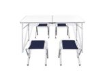 Vidaxl Tavolo Da Campeggio Con 4 Sgabelli Pieghevole Regolabile In Altezza 120X60 Cm