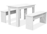 Set Da Pranzo 3 Pezzi Tavolo E Panche In Legno Bianco