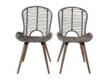 Vidaxl Sedie Da Pranzo 2 Pz. Marrone Rattan Naturale