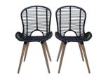 Vidaxl Sedie Da Pranzo 6 Pz. Rattan Naturale Nero