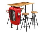 Set Da Bar 5 Pezzi In Legno Massiccio Di Mango 120×60×107 Cm