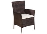 Vidaxl Sedia E Sgabello Da Giardino Con Cuscini In Poly Rattan Marrone