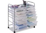 Carrello Costway Con Struttura In Metallo, Carrello 12 Cassetti, Carrello Bagno Con Freni, Carrello Portaoggetti, Carrello Laterale Su Ruote