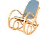 Sedia A Dondolo M41, Poltrona Girevole Poltrona Tv, Legno Massiccio ~ Aspetto Rovere, Tessuto/Tessuto Blu