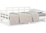 Vidaxl Letto Da Giorno Allungabile In Pino Massiccio Bianco 2X(90X200) Cm