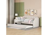 Flieks Daybed Daybed 90X200Cm/90X190Cm, Divano Letto Con Sottopiano Estensibile, Letto Per Bambini E Ragazzi Con Latternost, Letto Per Ospiti In Legno Massiccio, Beige