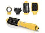 Set Styler, Spazzola Per Asciugacapelli Spazzola Per Ricci Con 4 Accessori Per Asciugatura, Stiratura, Volume E Styling, Cura Ionica (Giallo)