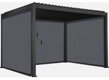 Pergola Bioclimatica 3X4M In Alluminio + 2 Tende Da 3M + 1 Tenda Da 4M , Antracite