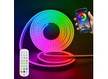 Xunata 12V Rgb Striscia Led Al Neon, Tubo Luminoso Colorato In Silicone Impermeabile Di Diffusione, Controllo App Intelligente, Sincronizzazione Musicale, Con Telecomando,