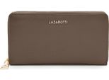 Lazarotti Pelle Portafoglio Bologna Leather Zip Around Wallet With 16 Card Slots Taupe Marrone