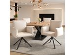 Sedie Da Pranzo Flieks (4 Pezzi), Poltrona Girevole A 360°, Sedia Imbottita In Velluto, Sedia Da Pranzo Con 4 Gambe In Metallo, Materiale Traspirante, Beige