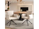 Sedie Da Pranzo Flieks (2 Pezzi), Poltrona Girevole A 360°, Sedia Imbottita In Velluto, Sedia Da Pranzo Con 4 Gambe In Metallo, Materiale Traspirante, Beige