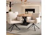 Sedie Da Pranzo Flieks (6 Pezzi), Poltrona Girevole A 360°, Sedia Imbottita In Velluto, Sedia Da Pranzo Con 4 Gambe In Metallo, Materiale Traspirante, Beige