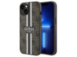 Guess Guhmp15Sp4Rpsw Custodia Rigida Per Iphone 15 / 14 / 13 6.1 BrąZowy/Marrone 4G Stampata A Strisce Magsafe