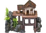 Ornamenti Acquatici "Holzhaus"" Con Piante 15,5 X 8 X 12 Cm"