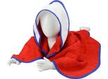 A&R 032.50 | Asciugamano Con Cappuccio Per Bambini / 75 X 75 Cm - Colore: Rosso Fuoco/Bianco/Blu Vero - Dimensioni: 75 X 75 Cm