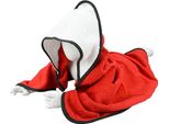 A&R 032.50 | Asciugamano Con Cappuccio Per Bambini / 75 X 75 Cm - Colore: Rosso Fuoco/Bianco/Nero - Dimensioni: 75 X 75 Cm