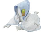 A&R 032.50 | Asciugamano Con Cappuccio Per Bambini / 75 X 75 Cm - Colore: Bianco/Azzurro/Azzurro - Dimensioni: 75 X 75 Cm