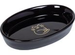 Ciotola In Ceramica Ovale Per Gatti Nobby "Golden Cat"" Nera 17 X 11 X 2,5 Cm, 0,12 L"