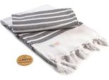 A&R AR053 | Hamamzz® Dalaman Asciugamano - 100 X 180 Cm - Colore: Bianco/Nero - Dimensioni: 100 X 180 Cm