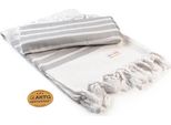 A&R AR053 | Hamamzz® Dalaman Asciugamano - 100 X 180 Cm - Colore: Bianco/Grigio Chiaro - Dimensioni: 100 X 180 Cm