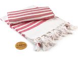 A&R AR053 | Asciugamano Hamamzz® Dalaman - 100 X 180 Cm - Colore: Bianco/Rosso Fuoco - Dimensioni: 100 X 180 Cm